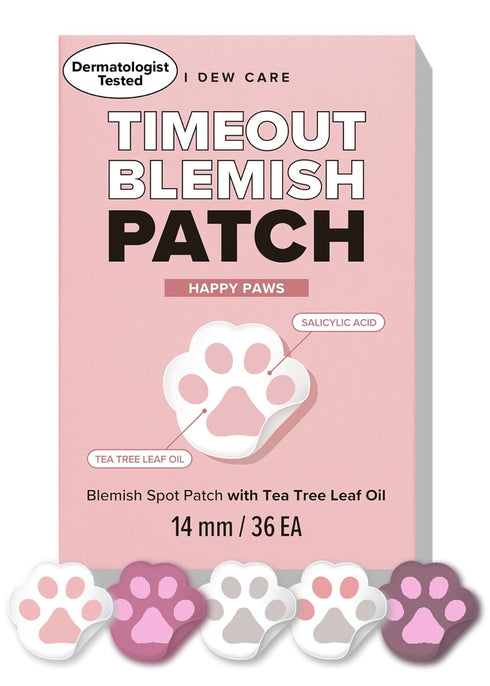 I DEW CARE Hydrocolloid Acne Pimple Patch - Timeout Blemish Happy Paws | Korean Skincare, Zit, Dark Spot Patches for Face, Pus absorbing with Tea ...