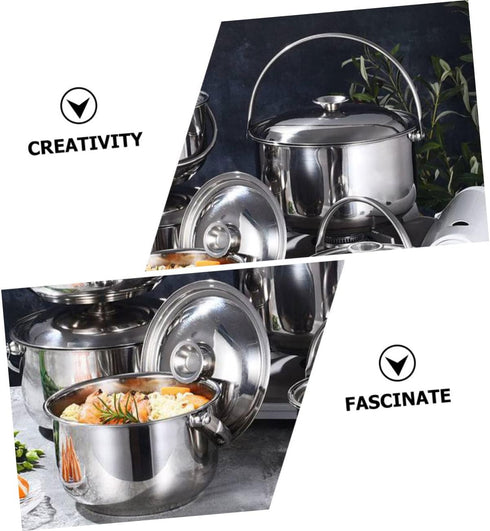 Stainless Steel Cooking Pot Stainless Steel Mixing Bowls Steamer Pot Stainless Steel Cookware Mixing Pot Handle Soup Pot Handheld Mixing Bowl Pot ...