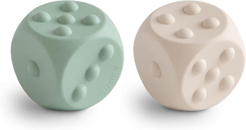 mushie Silicone Dice Press Toy | Baby Sensory Play for 10+ Months (Cambridge Blue/Shifting Sand)...