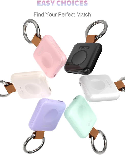 Portable Wireless Charger for Apple Watch 1200mAh, Compatible with Apple Watch Series 9/8/UItra/7/6/5/4/3/2/1SE, Magnetic Apple Watch Charger Keyc...