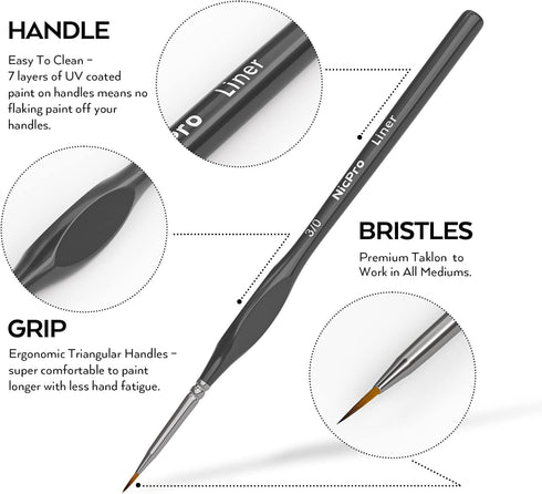 Nicpro 7 PCS Micro Fine Detail Paint Brush Set, Small Miniature Fine Tip Detail Brushes Kit for Acrylic Oil Watercolor, Models, Paint by Numbers, ...