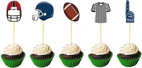 Football Sport Cupcake Toppers Cake Decorations Toppers Picks for Sport Themed Birthday Baby Shower Wedding Party Supplies 25PCS...