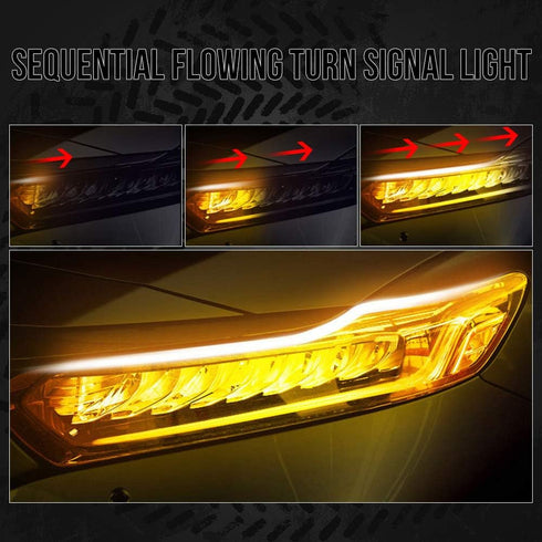 OPP ULITE Switchback Led Strip Light, Amber Turn Signal White DRL, 24 Inch Flexible Headlight Stirp Tube Lights (White Amber WYDT-60)...