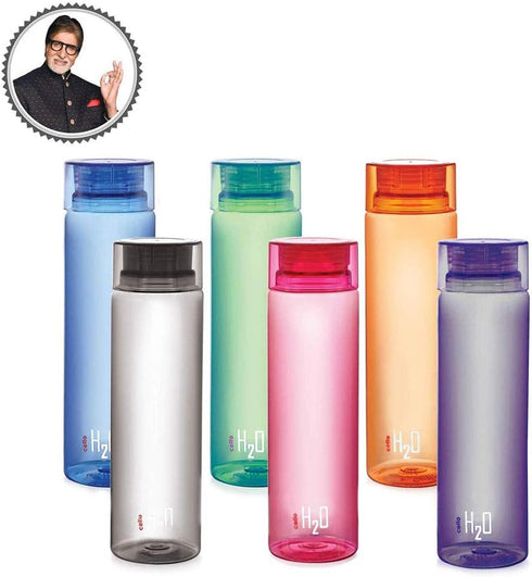 Cello H2O Unbreakable Bottle, 1 Litre, Set of 6...