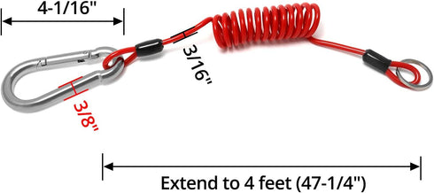 QWORK 1.2m x 5mm Safety Cable for Trailer, Brake and Emergency Towing Camper - Coiled Cable...