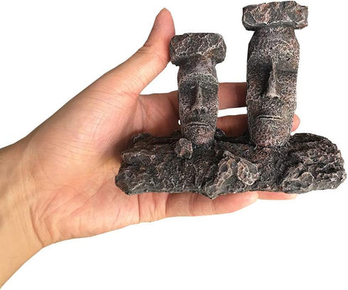 Smoothedo-Pets Aquarium Bubbler Decorations Fish Tank Decorations Aquarium Air Stone Decor Easter Island Moai Statues (Grey-Moai-Air-Stone)...