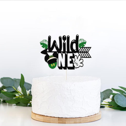 Wild One Mouse Cake Topper, 1st Birthday Jungle Animals Theme Party Decor Supplies for Boys Girls Kids,Cute Mouse leaf 1st Party Decor....