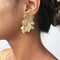 Large Flower Dangle Drop Earrings for Women Unique Charm Gold Tone Stud Earrings for Girls Chic Floral Statement Earrings for Party, Wedding, Shop...