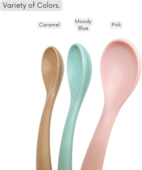 | Baby & Toddler Safe Feeding Spoon Set - BPA-Free, Ergonomic Design for Easy Grip, 3-Pack....