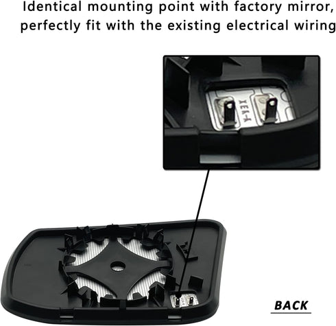 Right Passenger Side Heated Mirror Glass Replacement For Altima Sentra 2013 2014 2015 2016 2017 2018 - for Altima Sentra Side Mirror Glass With Re...