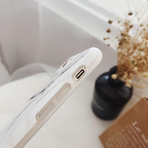 for iPhone 8 Case, iPhone 7 Case, iPhone SE Case, White Grey Marble Pattern Design, Slim Fit Soft TPU Full-Body Protective Cover Case for iPhone S...