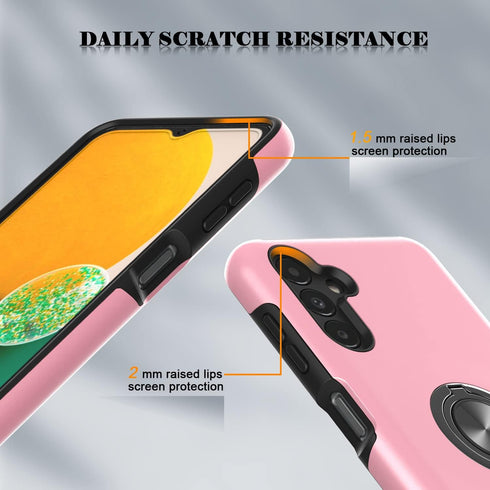 for Samsung Galaxy A13 5G Phone Case with Soft TPU Screen Protector, Ring Holder Kickstand Dual Layer Protective Slim Hard Shockproof Stand Non-Sl...