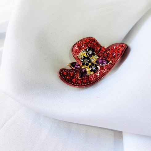 Red Rhinestone Hat Brooch Pin for Women Lapel Pins Elegant Dress Boutonniere Corsage Suit Tie Accessories Wedding Party Brooches Christmas Birthda...