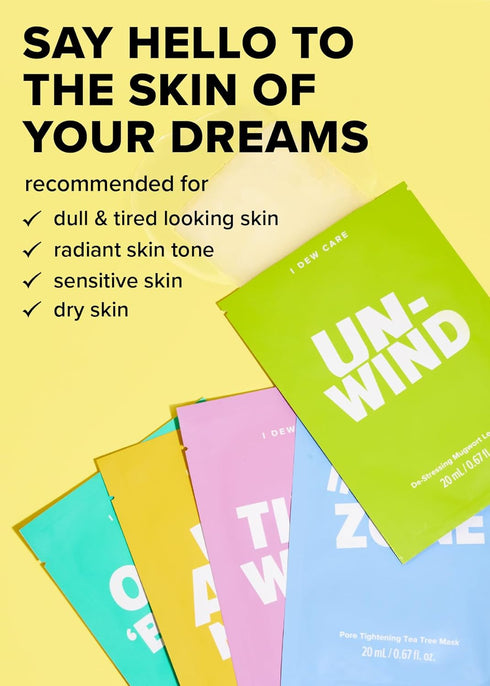 I DEW CARE Sheet Mask Pack - Let's Do This Sheet | 5-Day Skin Makeover with Vitamin B3, Olive Extract, Chamomile, (5 ea)...