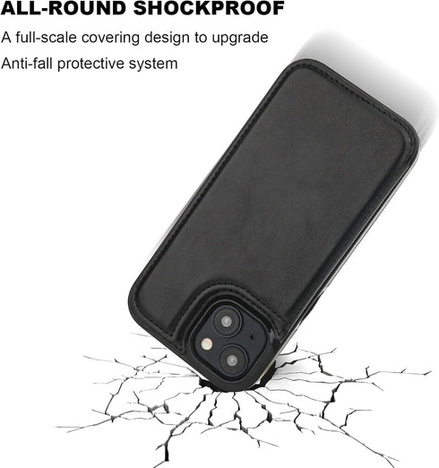 Compatible with iPhone 15 Wallet Case with Card Holder, PU Leather Kickstand Card Slots Case, Double Magnetic Clasp and Durable Shockproof Cover 6...