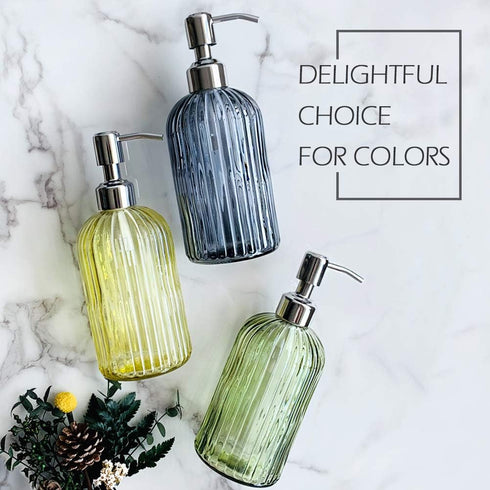 JASAI 18 Oz Vertical Stripes Kitchen Soap Dispenser with 304 Rust Proof Stainless Steel Pump, Refillable Liquid Soap Dispenser for Bathroom, Kitch...