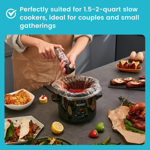 KOOC Slow Cooker Liners 10x13 inch 30 count Small Size Disposable Pot Liners Cooking Bags Fit 1.5QT to 2QT Pot BPA Free Fresh Locking Seal Design...
