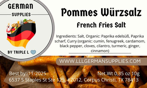 Generic French Fries Seasoning, 4 Packs of 0.34 oz Each, German Style, All Natural, Pommes Wuerzsalz, Potato salt, Potato seasoning...