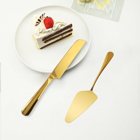Today's Present Gold Wedding Cake Knife and Server Set, Stainless Steel Cake Cutting Set for Wedding Include Cake Knife And Cake Pie Server Perfec...