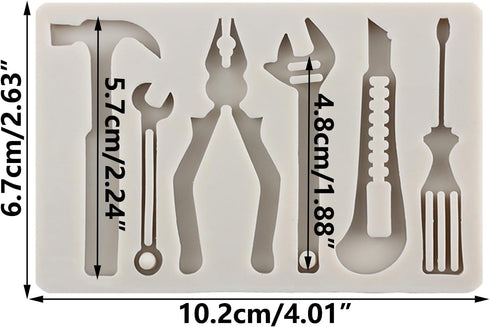 Hand Tools Silicone Molds Hammer Pliers Wrench Fondant Mold Construction Tool Mold For Sugar Cake Decorating Cupcake Topper Chocolate Gum Paste Ca...