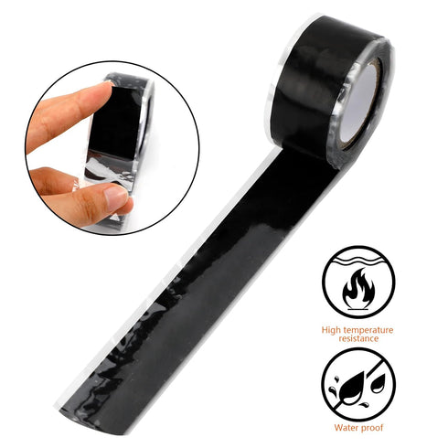 2 Rolls 1" X 10 Ft Grip Silicone Tape, Black Waterproof Self Fusing Silicone Tape for Electrical Wires, Plumbing Repair, Data Line, Bike Handles, ...