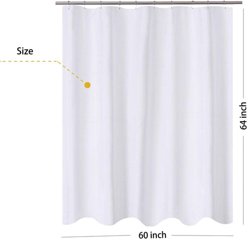 N&Y HOME RV Shower Curtain or Liner Fabric 60 x 64 inches, Perfect for Camping Travel Trailer, White Bathroom Curtains with Grommets, 60x64...