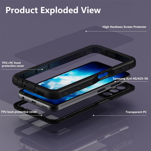 Waterproof Case for Samsung Galaxy A25,IP68 Waterproof Certified Shockproof Dustproof Snowproof Cover Full Body Heavy Duty Protection Fully Sealed...