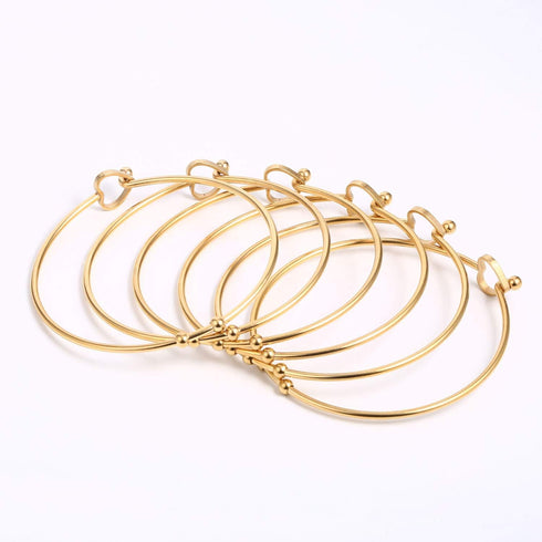 ALEXCRAFT Wholesale 6PCS 14K Gold Stainless Steel Bracelet Bangle Open Blank Wire Charm Bangle Bulk for Jewelry Making...