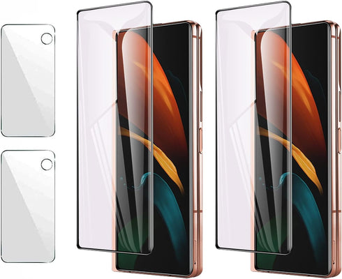 (2+2) Tempered Glass Designed for Samsung Galaxy Z Fold 2 5G,2 Pack Front Full Covered Tempered Glass +2 Pack Camera Lens Protector, Screen Protec...