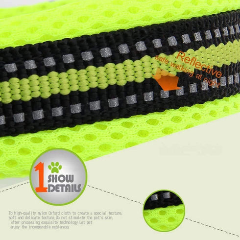 Creation Core Reflective Dog Collar with Ring Breathable Mesh Soft Padded Adjustable Nylon Pet Collar 0.6" Wide, Black XS...