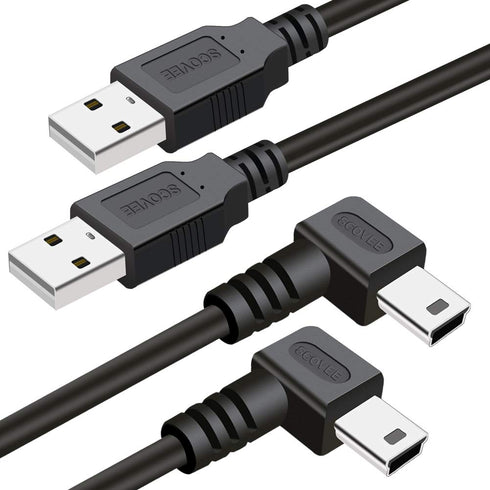 Mini USB Cable 90 Degree 2Pack 6ft for Garmin Nuvi for Canon PowerShot/Rebel/EOS/DSLR/ELPH,Dash Cam,SatNav,Camcorders,Car,Camera USB Cable Right A...