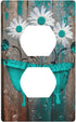 Rustic Teal Single Duplex Receptacle Cover 1 Gang Farmhouse Daisy Outlet Covers Decorative Wall Plates for Home Bathroom, 4.50 x 2.76 Inch...