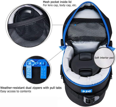 JJC Camera Lens Pouch Case for Canon EF 35mm Nikon Nikkor AF-S 55-200mm 18-300mm Tamron AF 18-200mm Fujifilm XF 56mm & More, Zipper Polyester Lens...