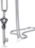 MOO&LEE Mens Stainless Steel Crown Key Pendant Necklace with 24 Inches Link Chain...