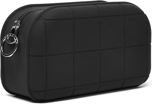 Silicone Makeup Bag Travel Cosmetic Bag Stuff Bag Makeup Pouch Cute Makeup Organizer Versatile Zipper Pouch for Women (Black)...