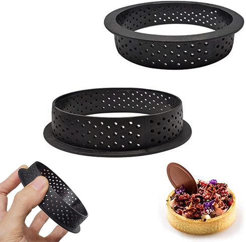 Tart Ring Molds, Hsxxf 8pcs Round Shape Cake Molds Mousse Circle Mini Tart Rings for Baking Muffin Mousse Cake Circle Cutter (8)...