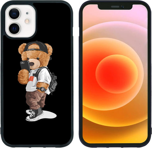 FANXI Stylish Bear Phone Case for iPhone 12/12 Pro 6.1 Inch - Shockproof Protective Cute Cool Bear Phone Case Designed for iPhone 12/12 Case for M...