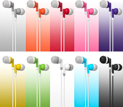 Maeline Bulk Earbuds with 3.5 mm Headphone Plug - 10 Pack Wholesale Bundle - Multi Color...