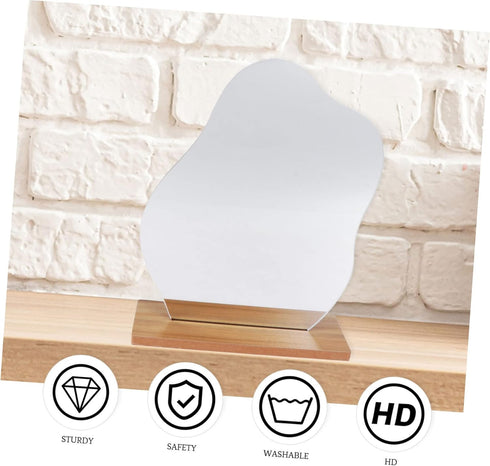 1pc Tabletop Photo Dormitory Table European for Frameless Irregular Lady Dressing Creative Women Mirror Makeup Living Desktop Standing Wooden Stan...