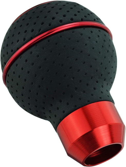 Abfer 5 Speed Shift Knobs Leather Shifter Knob Car Gear Shifting Lever Extension Fit Most Automatic Manual Vehicle (Red Line)...