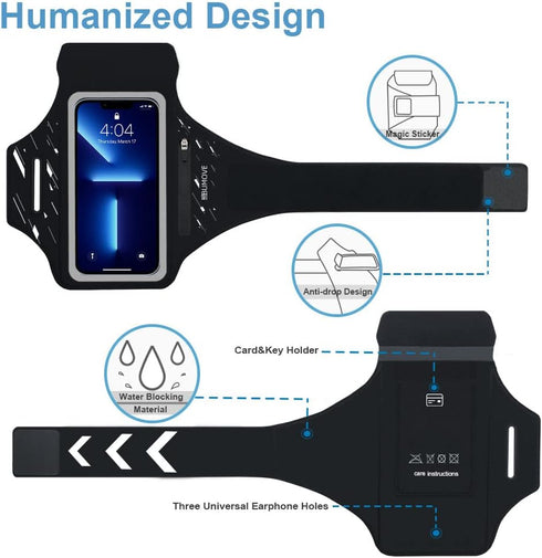 Running Armband for iPhone 16 Pro Max/16 Plus/15 Pro Max/15 Plus/iPhone 14 Pro Max/14 Plus/13,12,11 Pro Max, Gym Workouts Arm Band with Earphone H...