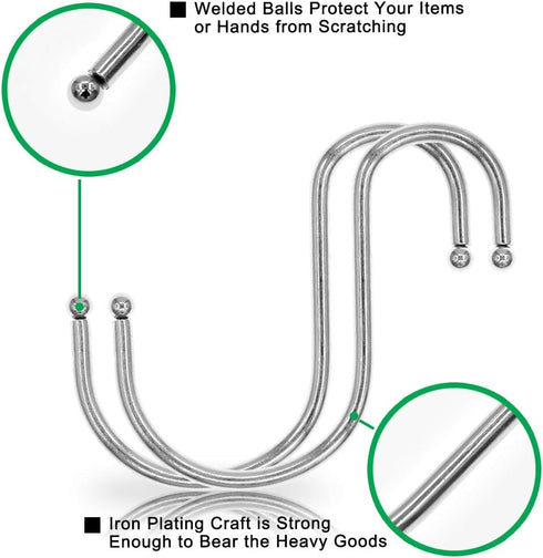 SumDirect S Hooks for Hanging - 100P 3inch Stainless Steel S Shaped Hooks,Metal Silver S Hooks...