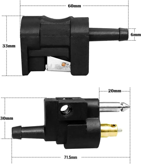 1/4 inches 6mm Barb Female Fuel Line Quick Connector and 1/4 inches 6mm Male Fuel Connector with Most Portable Fuel Tank for Yamaha Outboard Motor...