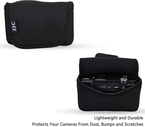 JJC Soft Neoprene Digital Camera Case Pouch Compact Bag Protector with Anti-Lost Inner Strap for Sony ZV-E10 A6500 A6400 A6300 A6100 A6000 A5500 A...
