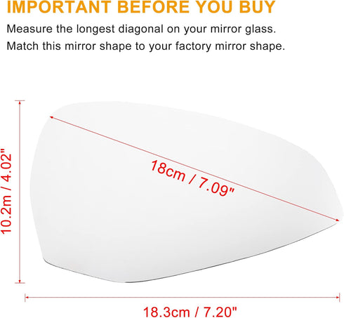 X AUTOHAUX Car Rearview Right Passenger Side Heated Mirror Glass Replacement W/Backing Plate for Audi S4 2018-2021 for Audi A4 Quattro 2017-2021...