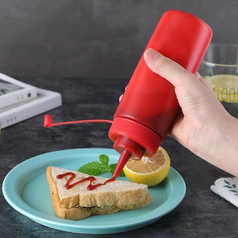 CONDRA FIELD Condiment Sauces Squeeze Bottles - (3Pcs-13.5oz),with Leak-Proof Cap and Scale Line.Plastic Squeeze Squirt Bottles for Ketchup,Mustar...