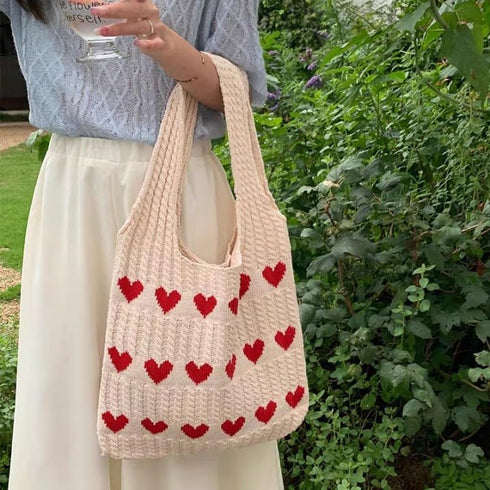 Women Crochet Tote Bag Cute Knit Shoulder Bag Aesthetic Purse Handbags for Shopping Travel Beach...