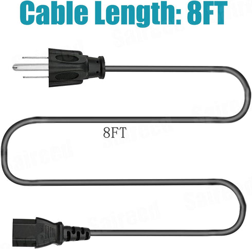 AC Cable 8ft 3 Prong C13 Power Cord for Electric Pressure Cooker Instant Pot,Power Quick Pot,Slow Cooker,Cuisinart CPC-PC600,Rice Cooker Soy Milk ...