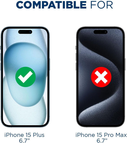Tech Armor Screen Protector for iPhone 15 Plus 6.7 inch - Ballistic Tempered Glass, Case Friendly, Sensor Protection, HD, 9H Hardness, 3 Pack + Bo...