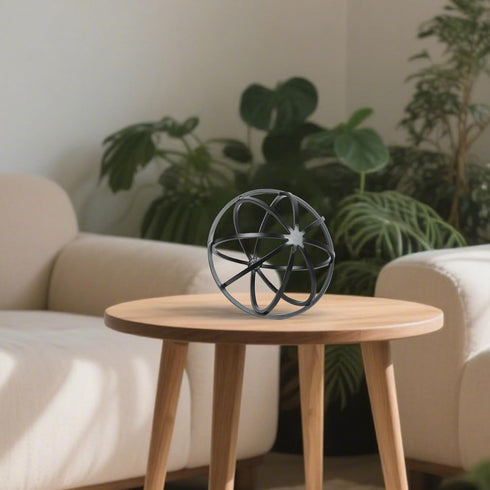 DreamsEden Modern Geometric Sculptures Set - 6" Black Metal Sphere & Cube, Minimalist Shelf Decor, Tabletop Centerpiece, Office Art...